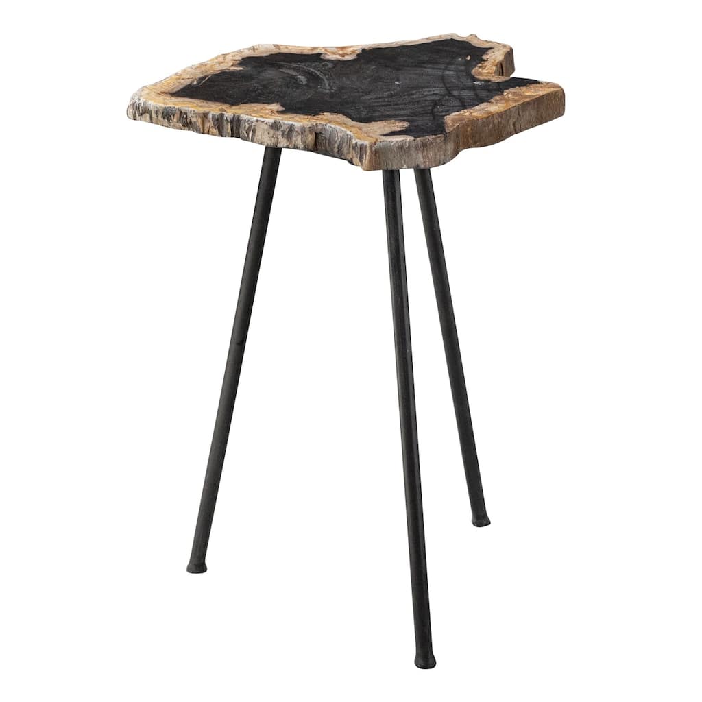 20" Brown and Black Contemporary Accent Table