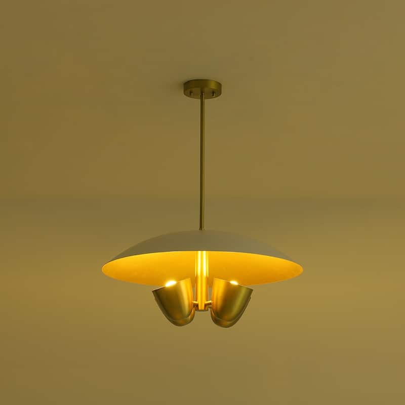 Mid-Century Modern 4-Light Flat Dome Pendant Chandelier