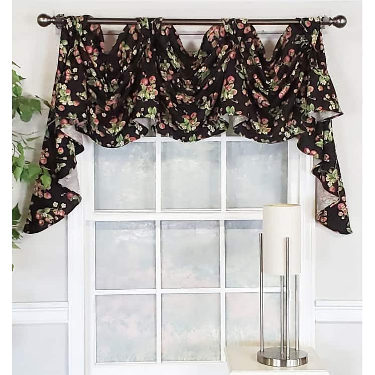 RLF Home Quality Norfolk Multi 3-Scoop Victory Swag - 65x26 - Black