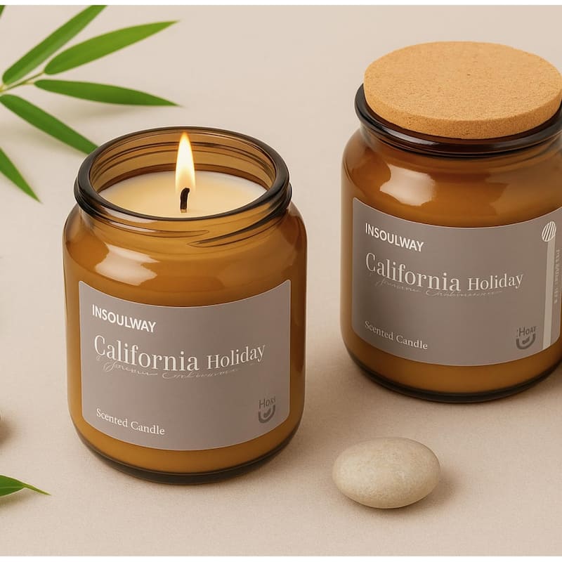 Tan California Holiday Candle 3 Oz Glass Jar Aria Home Fancy