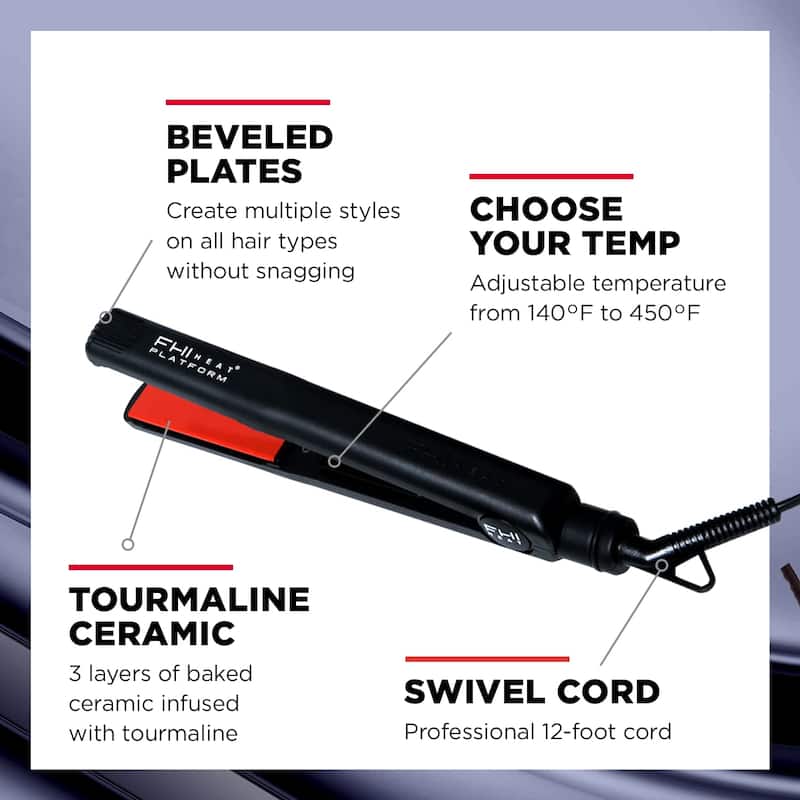FHI Heat Platform Tourmaline Ceramic Professional Hair Styling Flat Iron 1 Inch