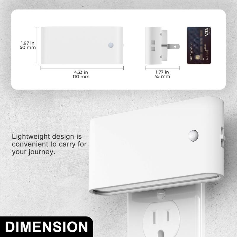 YANSUN 2-Pack Plug-in Night Light, Motion Sensor, Slide Dim, Warm White 3000K