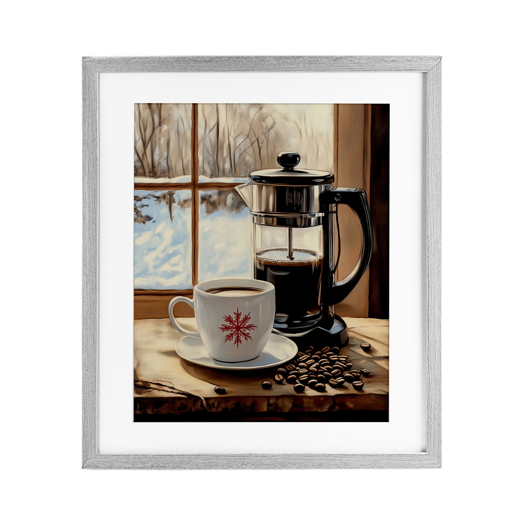 Stupell Winter French Press Coffee Under Glass Framed Design By Arlington Prints