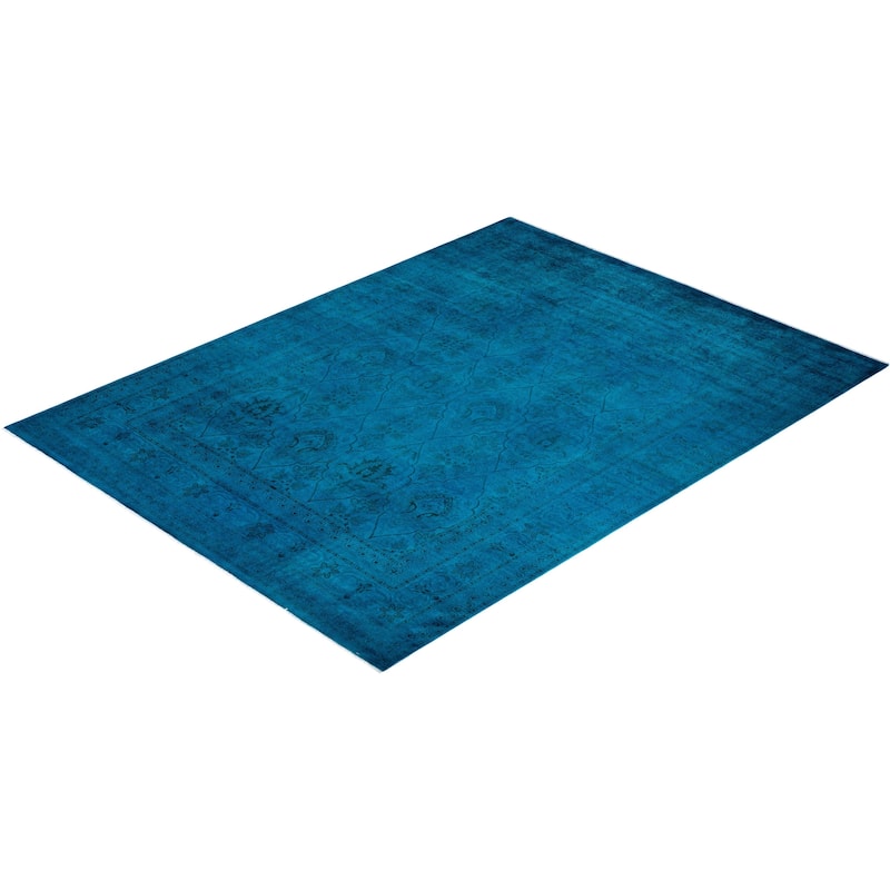 Overdyed, One-of-a-Kind Hand-Knotted Area Rug - Blue - 8' 3" x 10' 2"