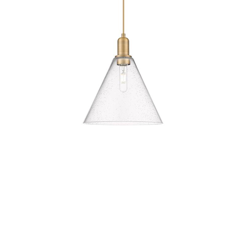 Innovations Lighting 716-1P-14-12 Berkshire Glass Pendant Berkshire - Brushed Brass / Seedy