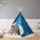 preview thumbnail 2 of 1, Wonder&Wise Glow in the Dark Starry Sky Indoor Kids Foldable Canvas Teepee Tent