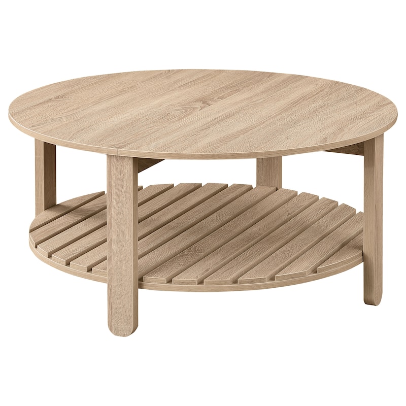 Fowler 1-Shelf Round Engineered Wood Coffee Table Natural - Natural - Wood