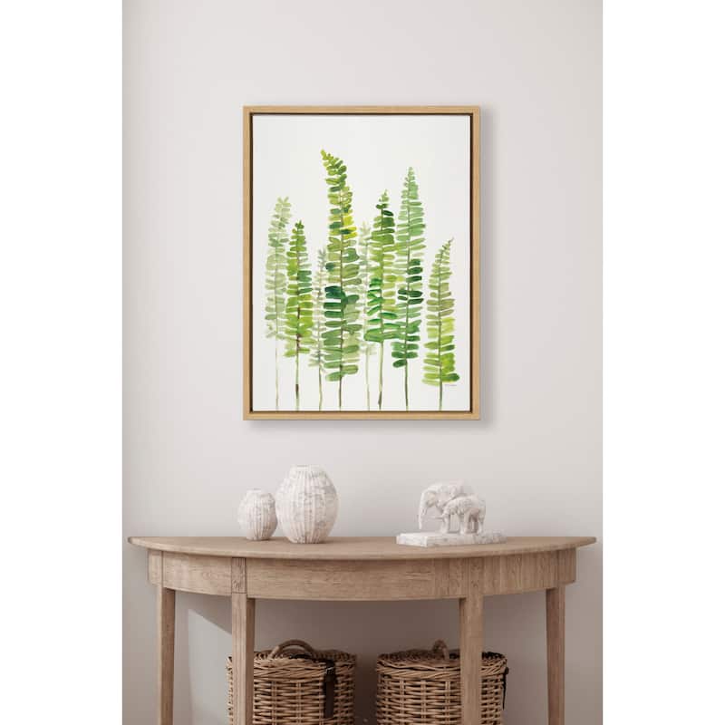 Kate and Laurel Sylvie Sword Ferns Framed Canvas by Patricia Shaw