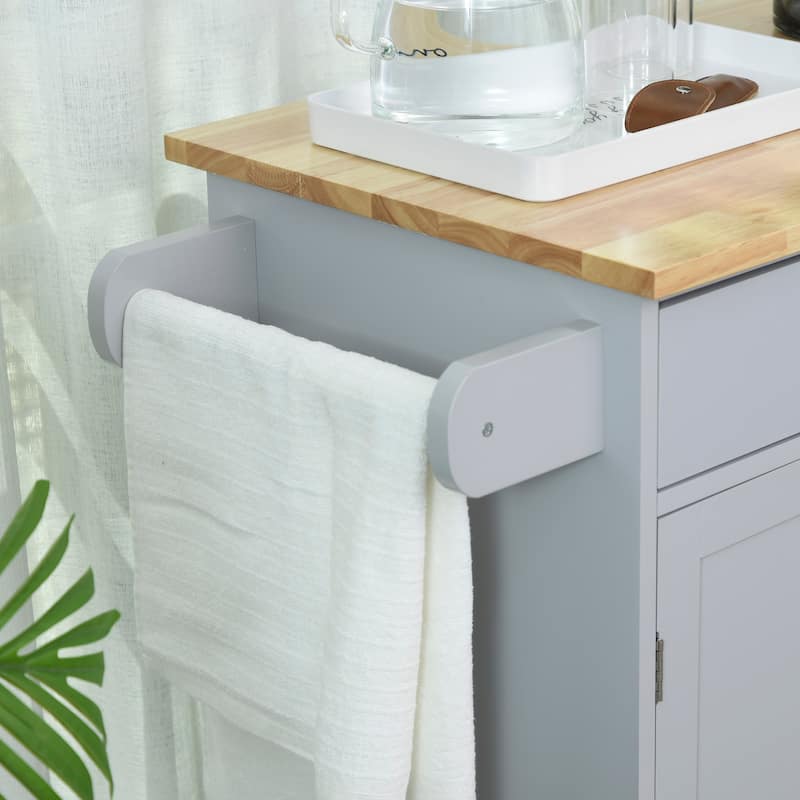HOMCOM Kitchen Island Cart Rolling Trolley Cart with Drawer, Storage Cabinet & Towel Rack