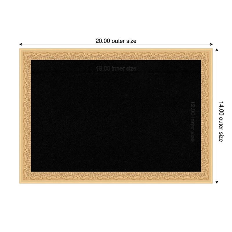 Bethany Gold Wood Framed Cork Board - Bulletin Board, Organization Board, Pin Board - Black - 20 x 14 in