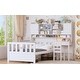 preview thumbnail 54 of 52, 3 Color Multifunctional Wood Platform Bed with Bookshelf and Built-in Desk and Matching Chair