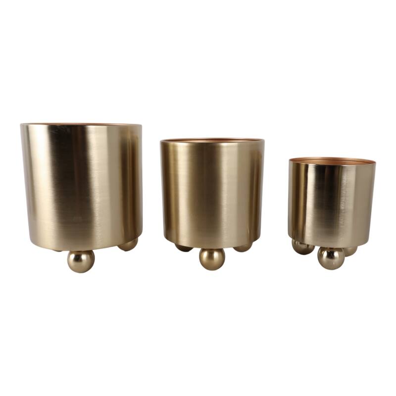 Modern Metal Planters with Spherical Legs and Sleek Dual-Tone Design, Set of 3 - 10.5" x 10.5" x 12.75"