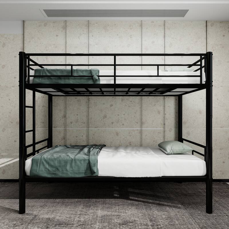 Twin Over Twin Metal Bunk Bed for Kids Boys Girls with Ladders & Guardrail