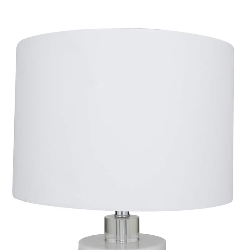 Marble Thick Stand Room Table Lamp with Drum Shade - White - Roche River Decor