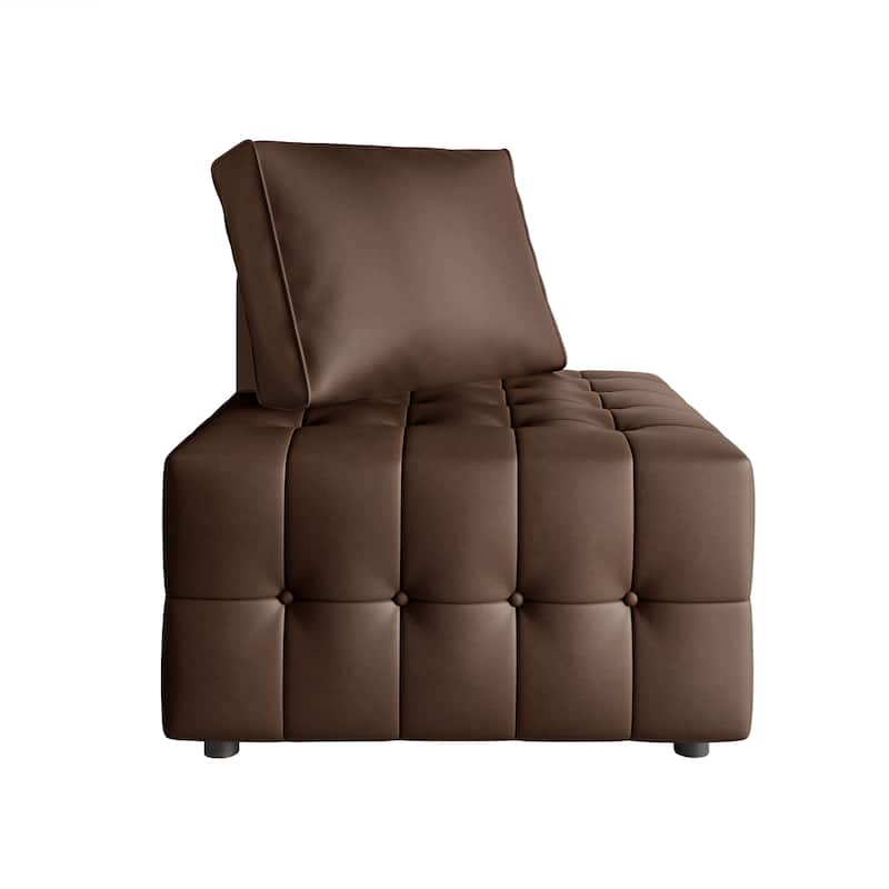 CraftPorch Elegance Button-Tufted PU Upholstered Corner Seat - Brown