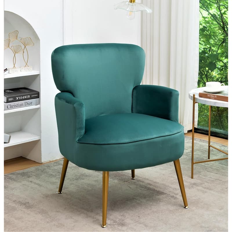 US Pride Furniture Stylish Velvet Armchair with Gold Metal Legs Comfortable Accent Chair