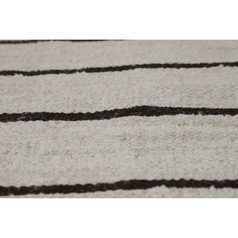 Hand Woven Oriental Cotton Carpet Modern All-Over Beige & Ivories Kilim Area Rug - 13' 3'' X 10' 1''