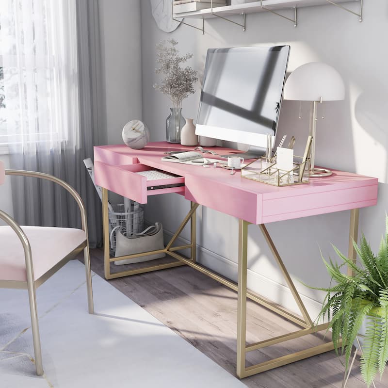 Vaiz Modern 60-inch Metal 3-Drawer Computer Desk with Drawers by Furniture of America