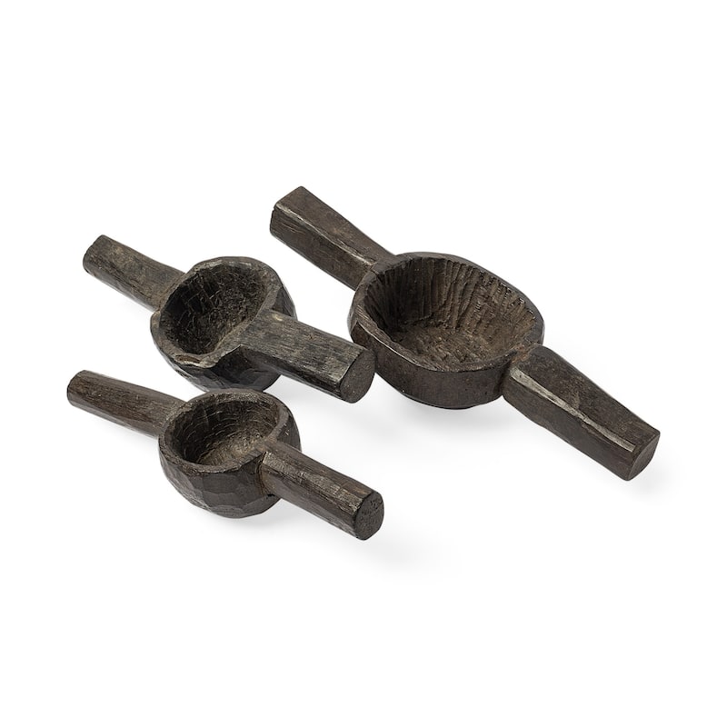 HomeRoots Set of Three 3" Brown Metal Tabletop Sculpture - 5" W x 12" D x 3" H - Brown