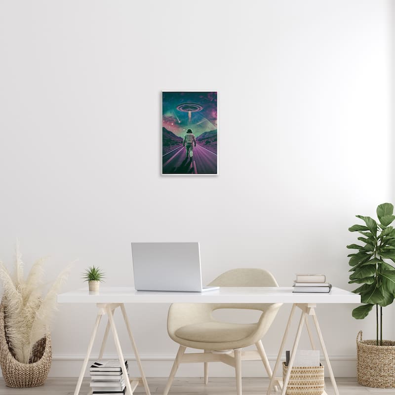 Stupell Alien Spaceship over Astronaut Wall Plaque Art Design By Wumples
