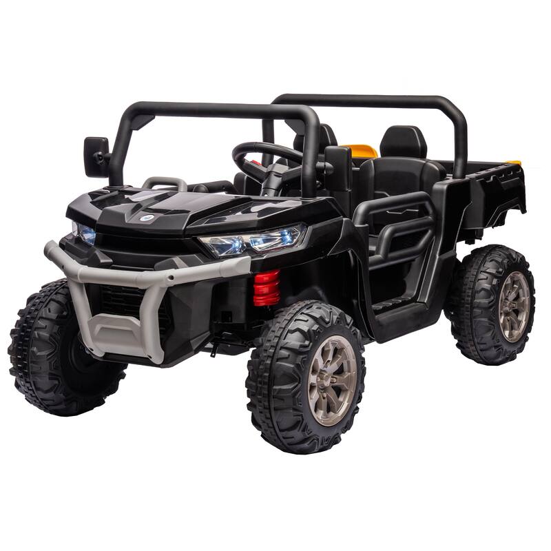 24V Kids Ride-On Dump Truck, Remote Control, Realistic Dump Bed, Two-Seater, Ages 3-8