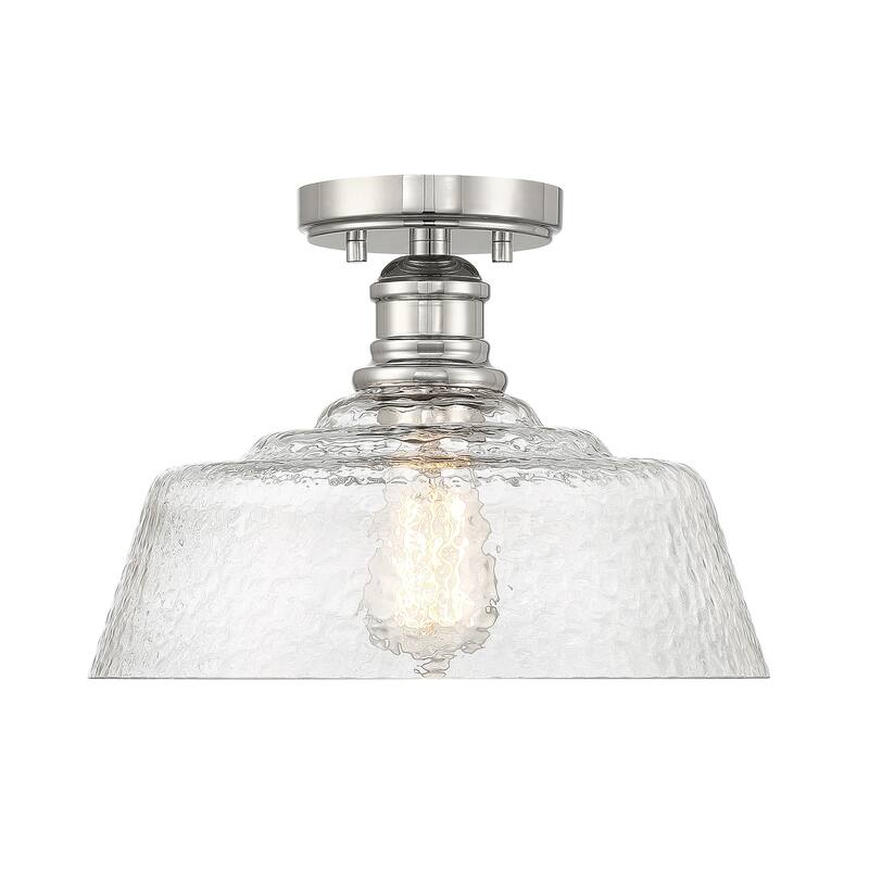 Bellevue SH71300 13" Wide Semi-Flush Ceiling Fixture with a patterned - Polished Nickel