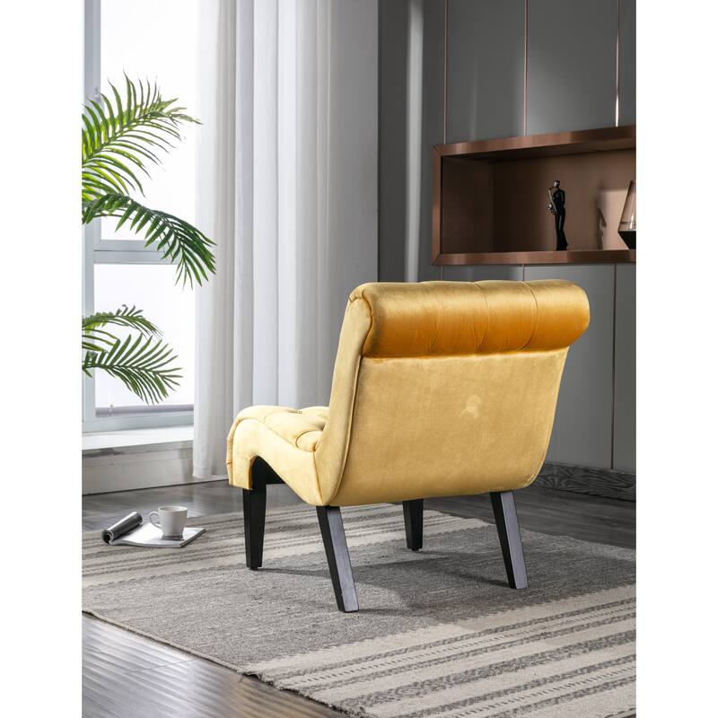 22.83" Buttons Tufted Accent Chair with Wooden Legs