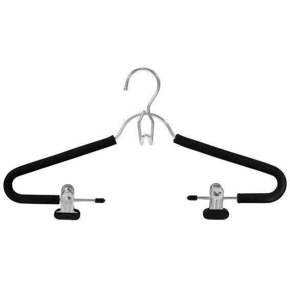 Shop Closet Spice Chrome Suit Hanger With Soft Padded Clips For Easy To Hang And Black Friction Padded Foam Set Of 6 Black Overstock 17938201