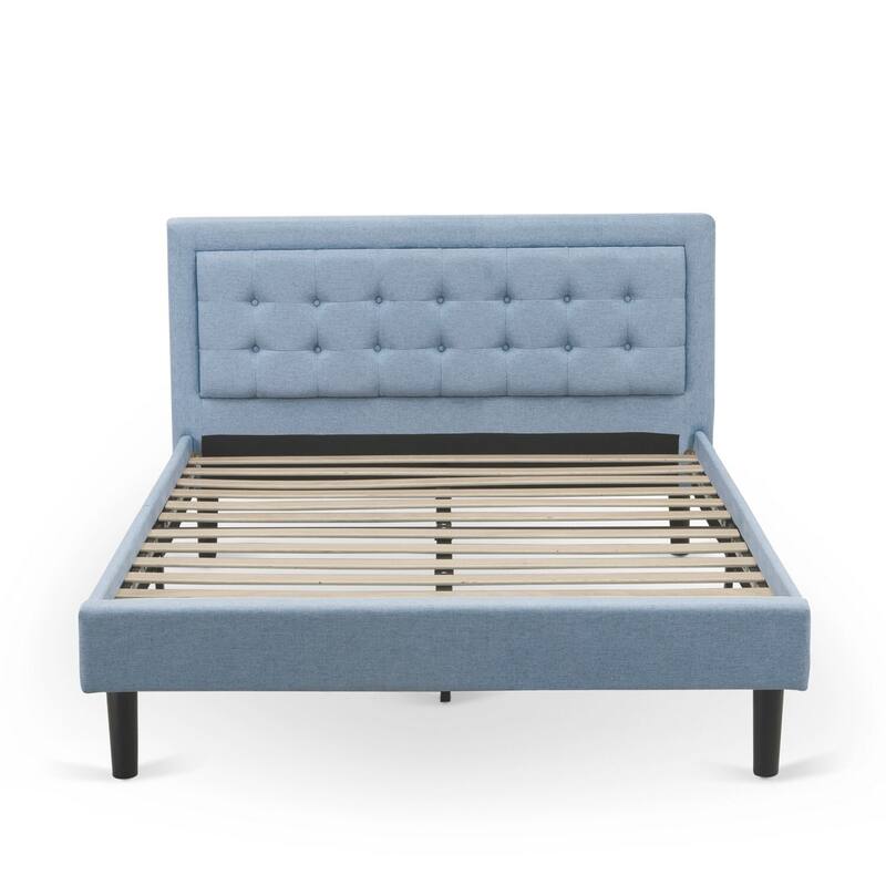 Queen Size Upholstered Bed - Linen Fabric Headboard - Modern Bedroom Furniture