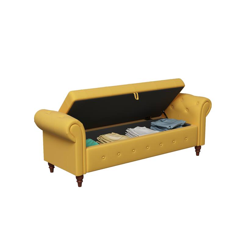 63" Bed Bench Entryway Storage Bench for Living Room Bedroom