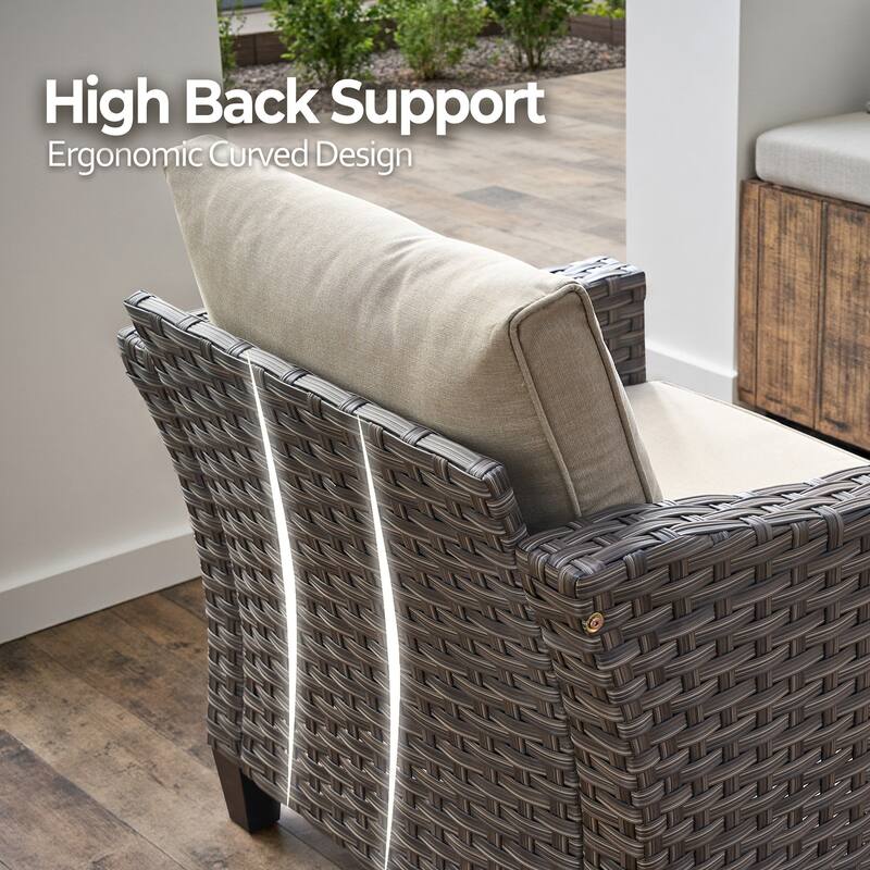HOOOWOOO 5-piece Patio Wicker Conversation Set with Ottoman