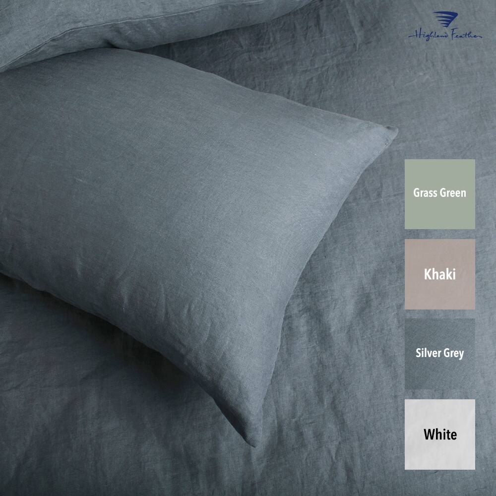 Highland Feather 100% French Linen Pillowcases - Set of 2 - Linen Bedding Set - Classic Luxury - Ultra-Soft and Breathable