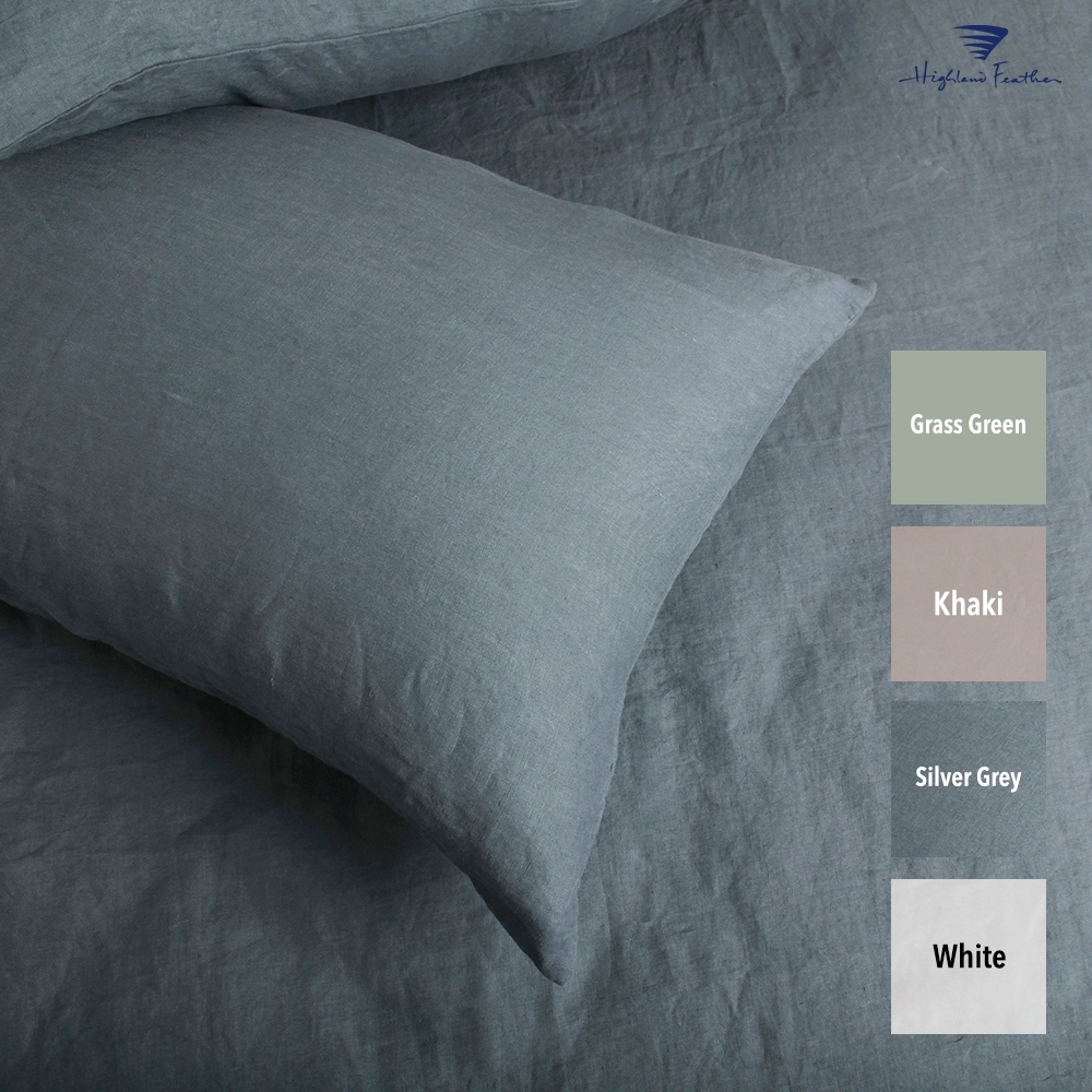 Highland Feather 100% French Linen Pillowcases - Set of 2 - Linen Bedding Set - Classic Luxury - Ultra-Soft and Breathable