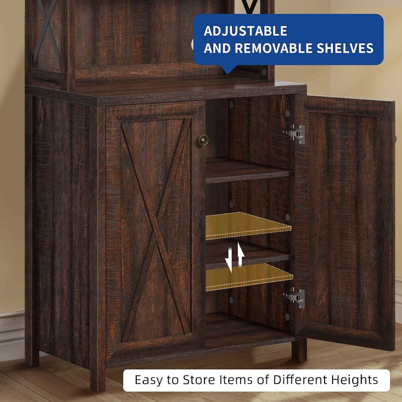 Bar Cabinet for Liquor and Glasses Dining Kitchen Cabinet with Wine Rack