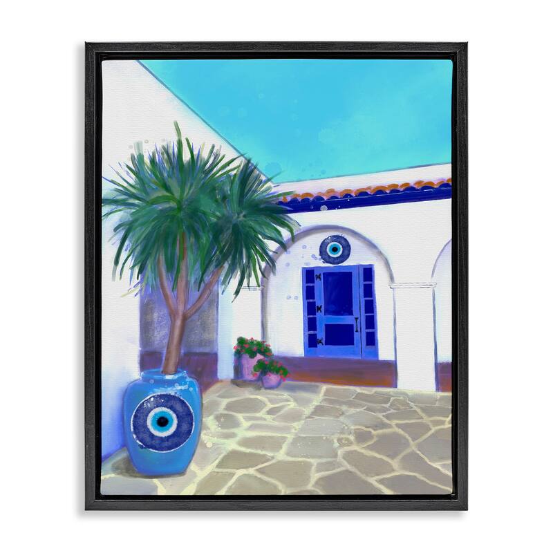 Stupell Tranquil Tropical Villa Framed Floater Canvas Wall Art Design By Matthew Piotrowicz - 25 x 31 - Black