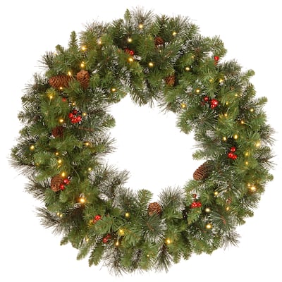 National Tree Company 30 in.Crestwood Spruce Wreath with Twinkly LED Lights - 30 in