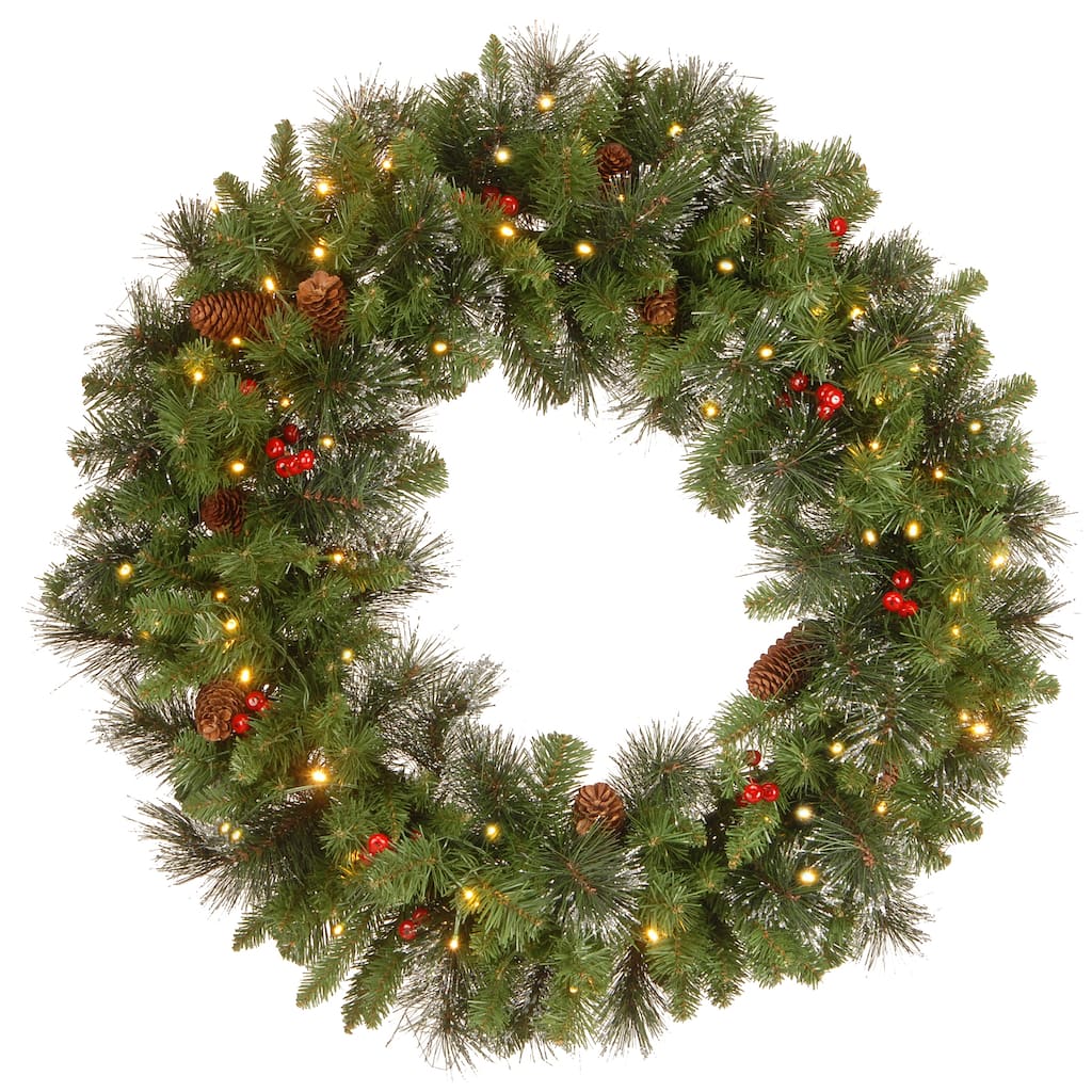 National Tree Company 30 in.Crestwood Spruce Wreath with Twinkly LED Lights - 30 in