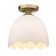 preview thumbnail 3 of 2, Brinkley Semi-Flush - Brushed Champagne Bronze with Porcelain Shade