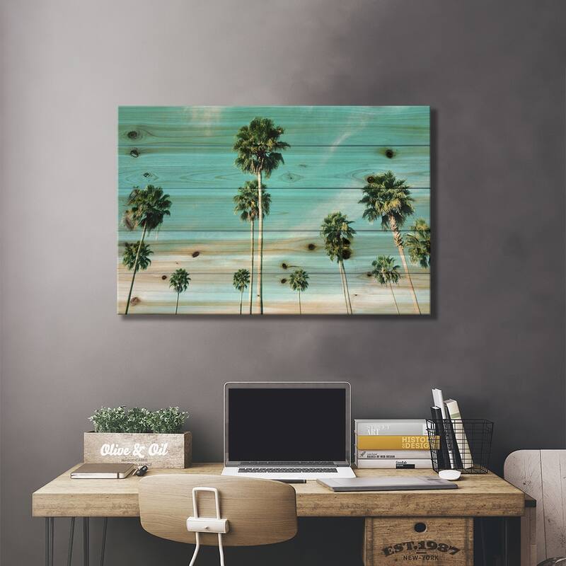 East Coast Palms Print On Wood by Natalie Carpentieri - Multi-Color