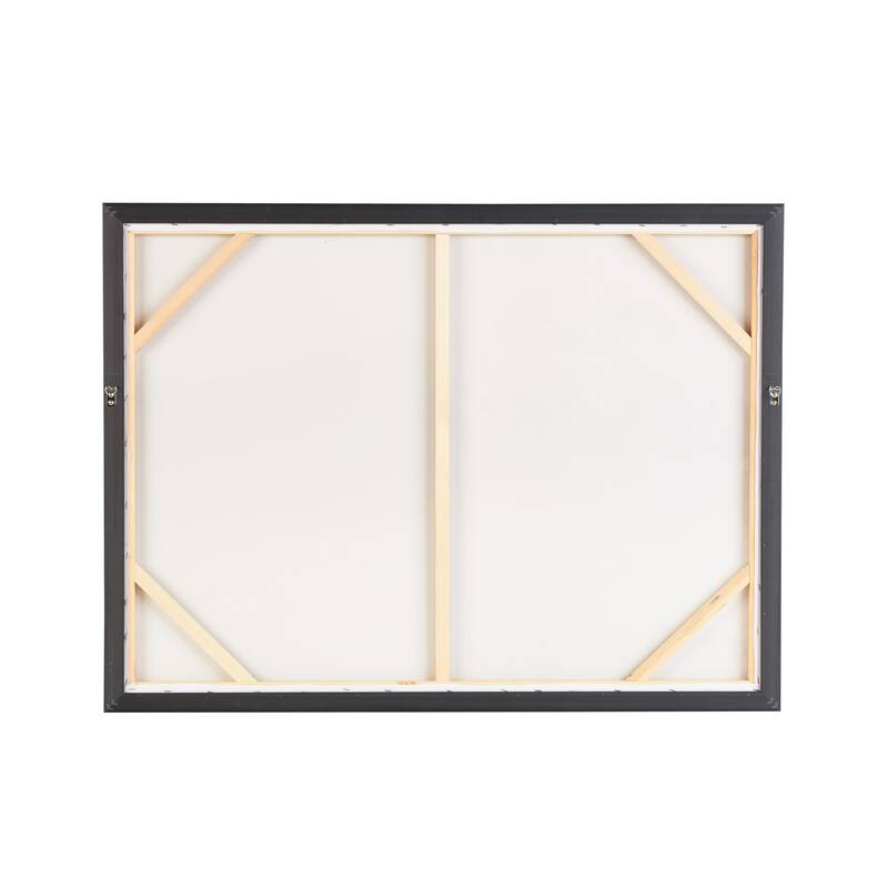 Gray Canvas Neutral Toned Lake Landscape Framed Wall Art with Black Frame