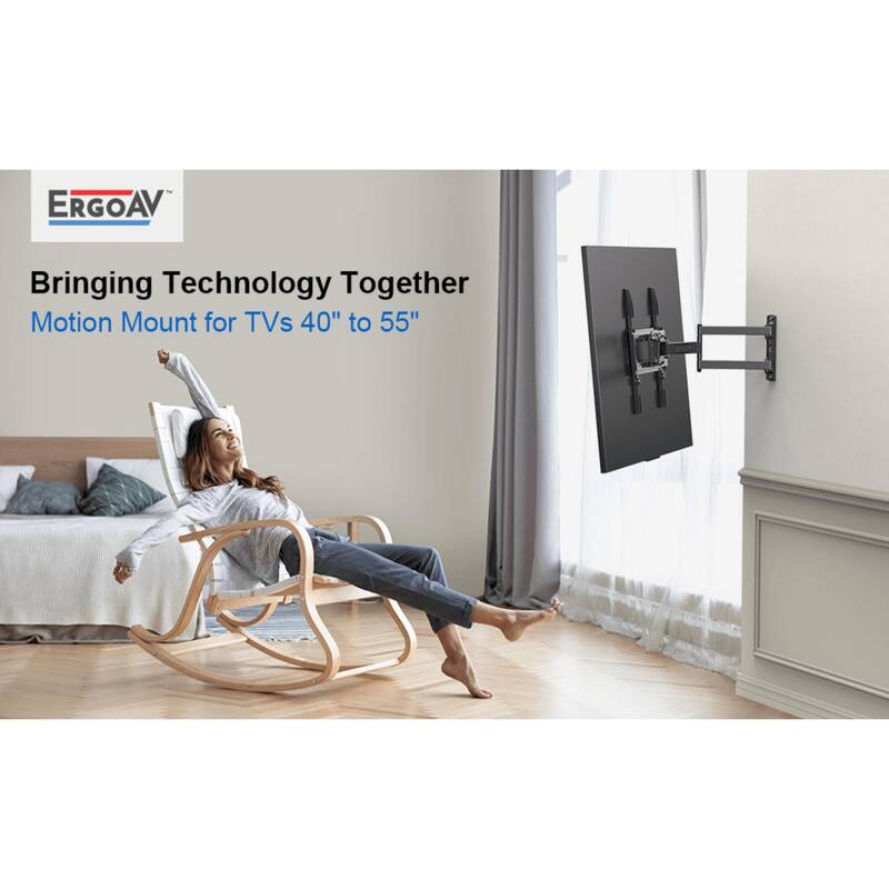 ErgoAV Single Stud Motion Mount for TVs 40″ to 55″ and up to 77lbs