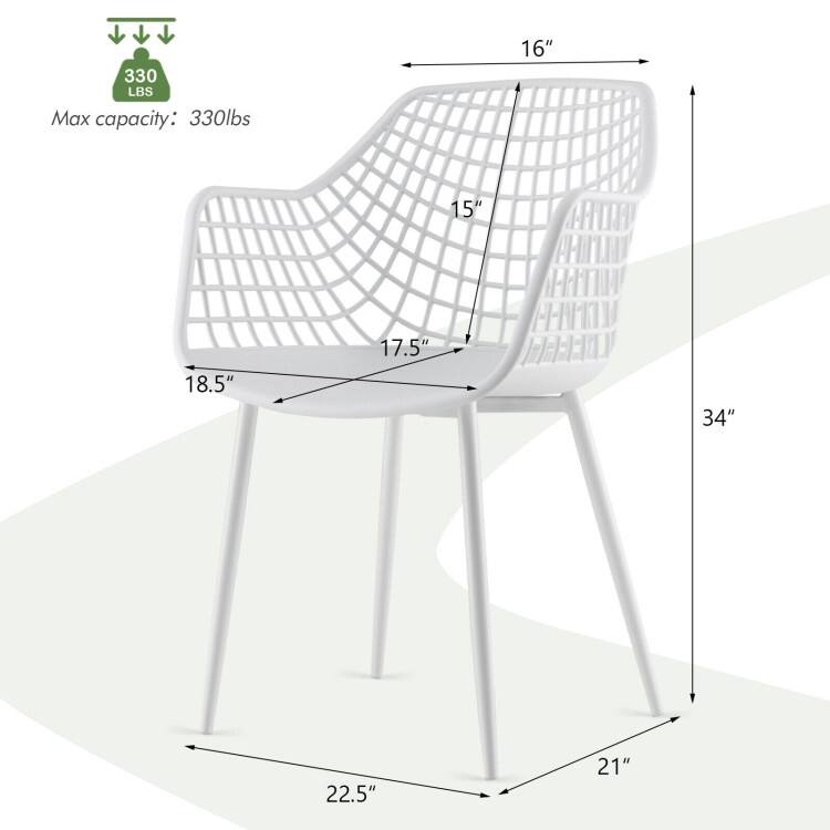 Set of 4 Heavy Duty Modern Dining Chair with Airy Hollow Backrest - 22.5" x 21" x 34"