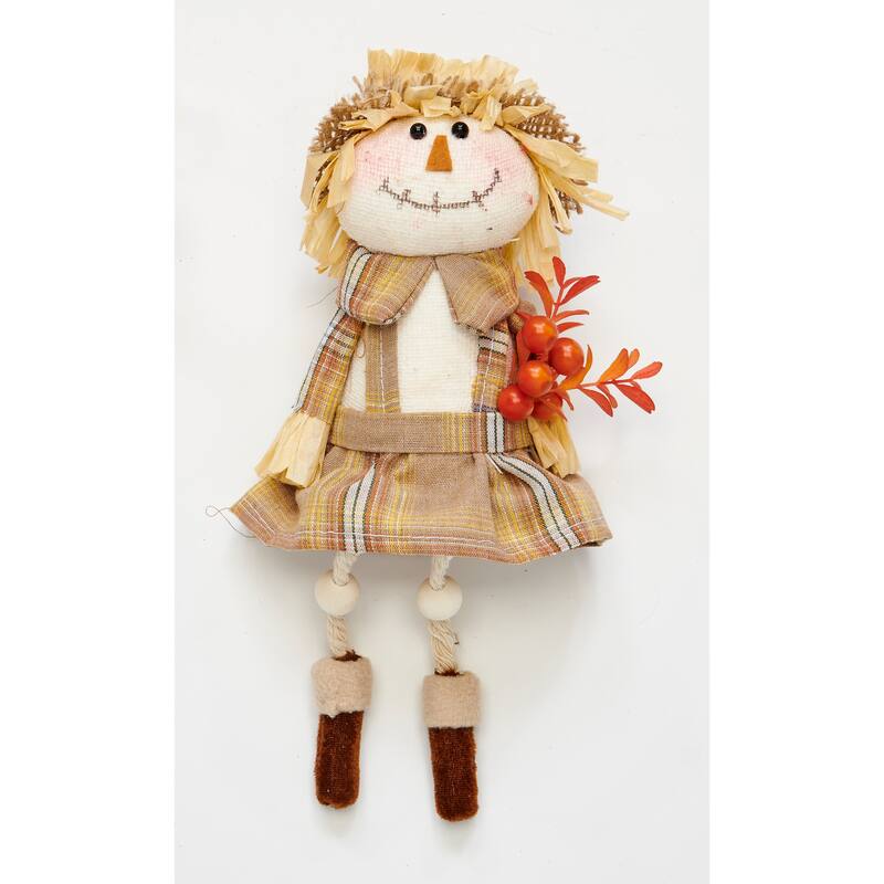 10" Harvest Sitting Girl Scarecrow, Set of 2