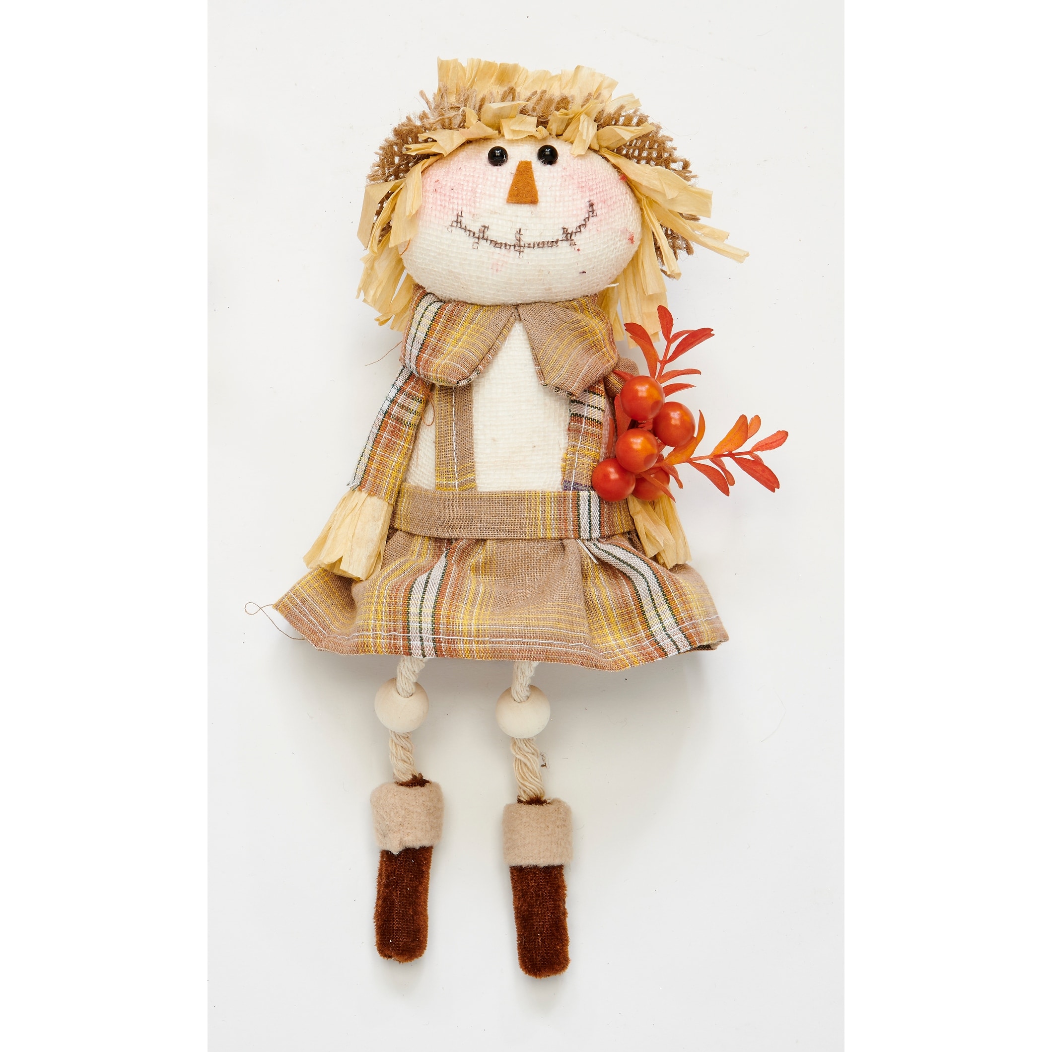 10" Harvest Sitting Girl Scarecrow, Set of 2