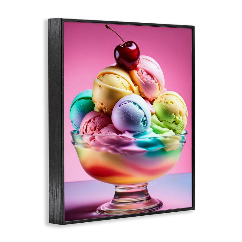 Stupell Rainbow Hued Sundae Dessert Framed Giclee Art Design By Tabz Jones