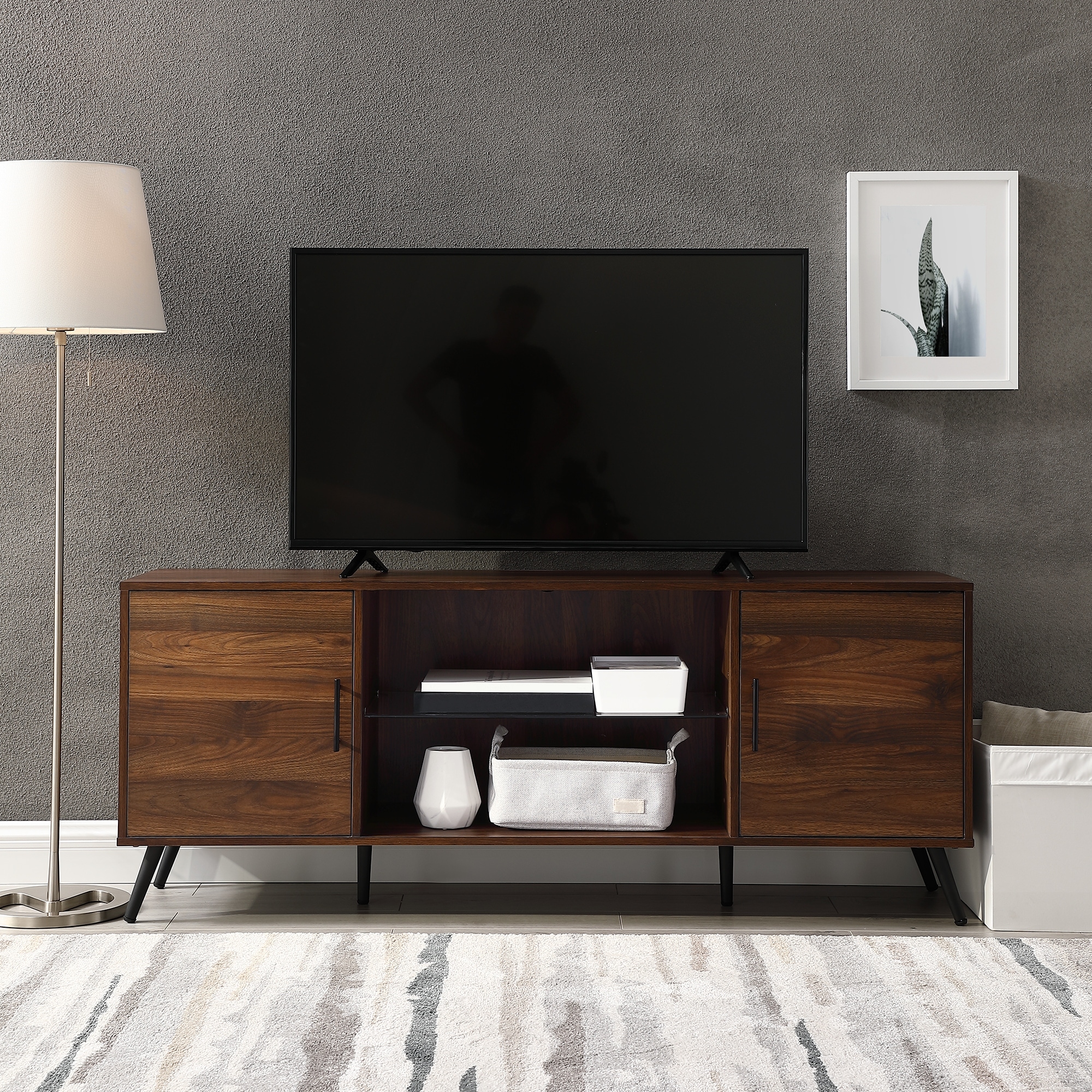 Walker Edison 60-inch Mid-Century Modern 2-Door TV Stand