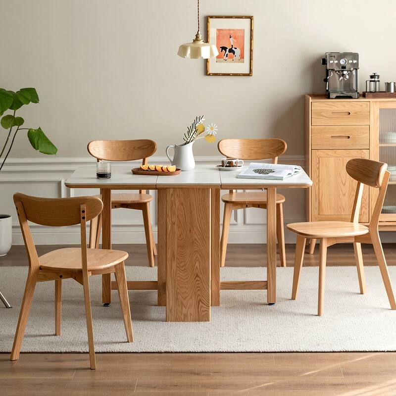 Wood Dining Chairs, Solid Oak Wood Chairs w/ Backrest & Seat