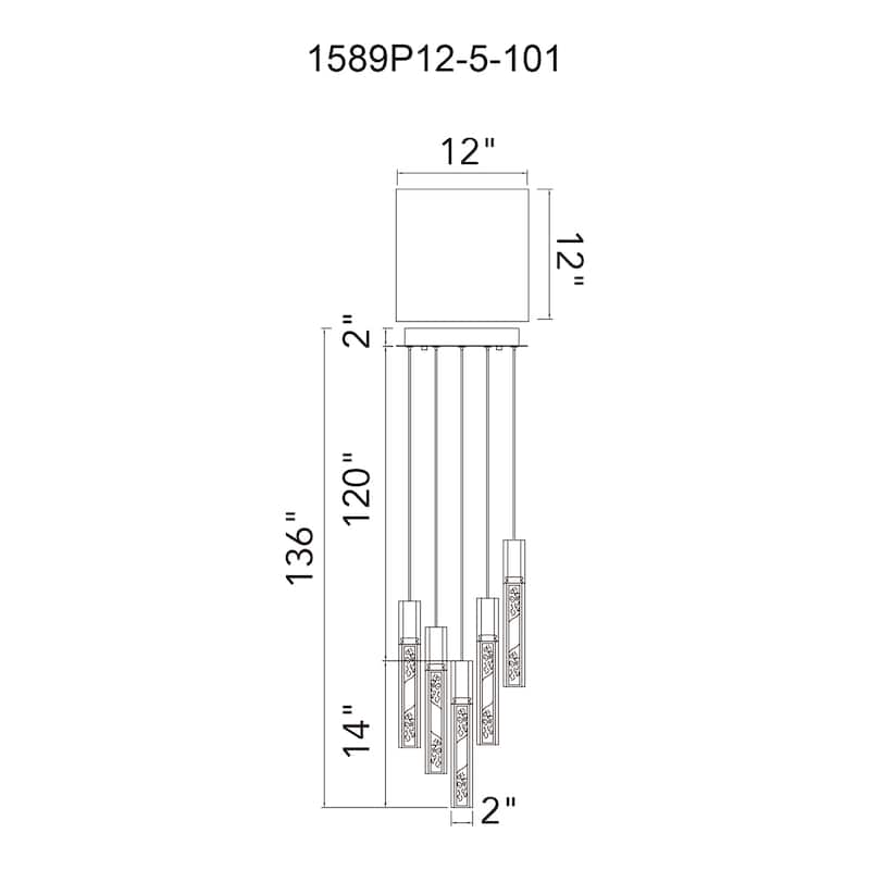 Greta Integrated LED 12in Black Mini Pendant with Handcrafted Glass