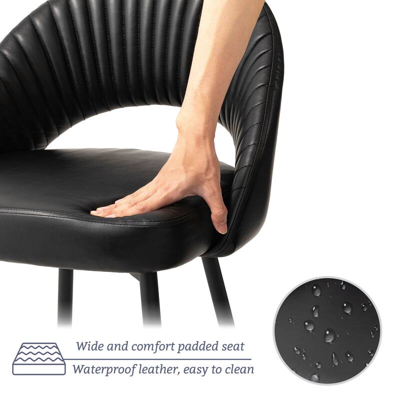 Glitzhome Modern Quilted Leatherette Tapered Legs Bar Stools Set of 4 or 6