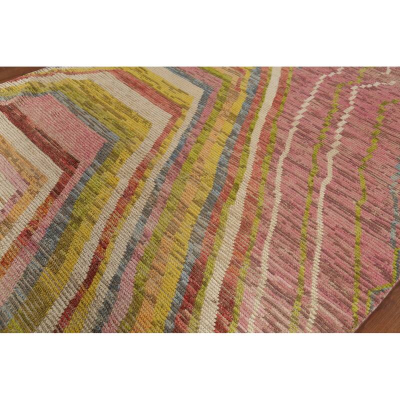 Moroccan Abstract Rug Hand-Knotted Abstract Wool Carpet - 6'10"x 10'4"